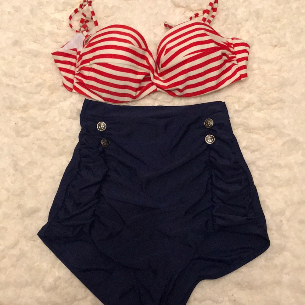 Two Piece High Waisted Retro Bathing Suit